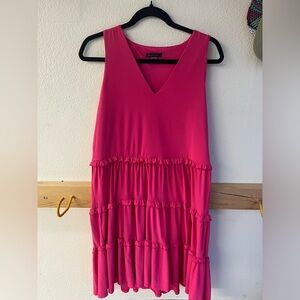 Tommy Hilfiger Pink Ruffled Tiered Midi Sundress